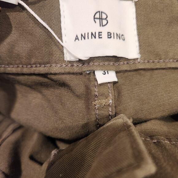 Anine Bing Briley high-rise wide leg twill green trousers size 31 - Picture 6 of 7